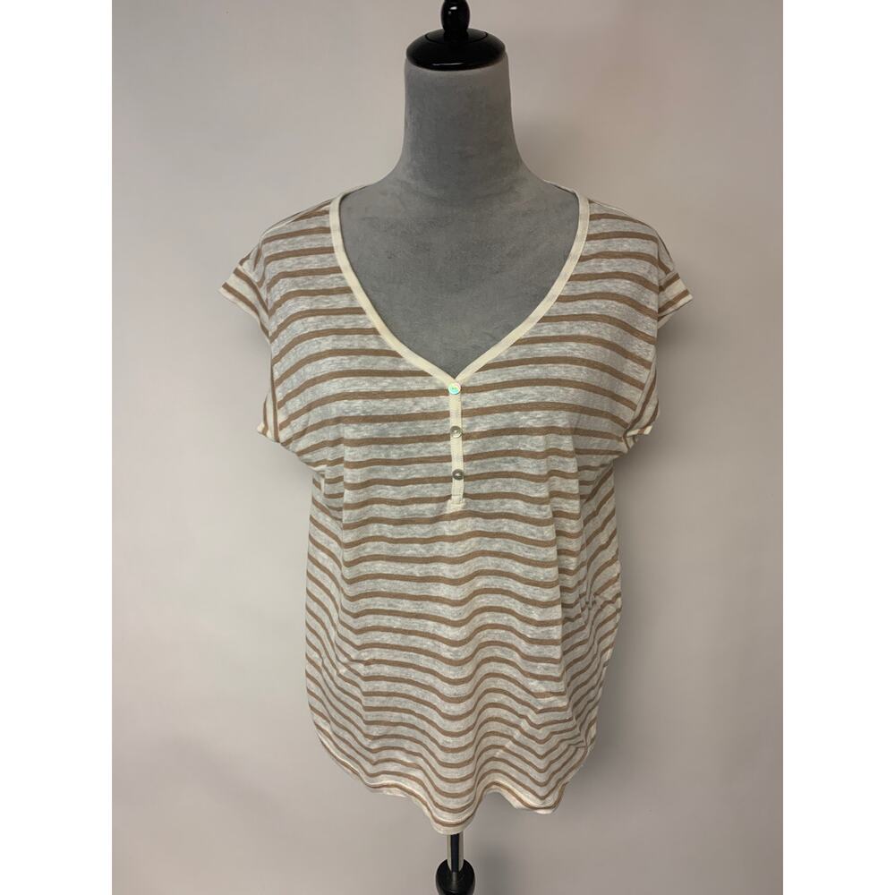 C&C California Top Linen Causal Neutral Nautical Beach Lightweight Womens SZ L